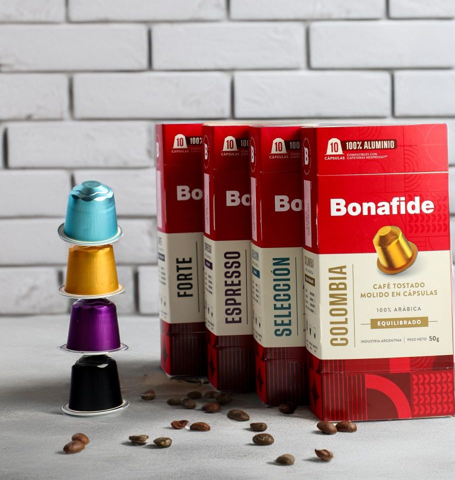 Productos Bonafide como café en grano, cápsulas compatibles y chocolates disponibles con despacho en Santiago.